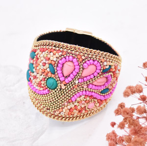 B-1384 Ethnic Colorful Brown Acrylic Beads Bracelet for Women Party Jewelry Accessories