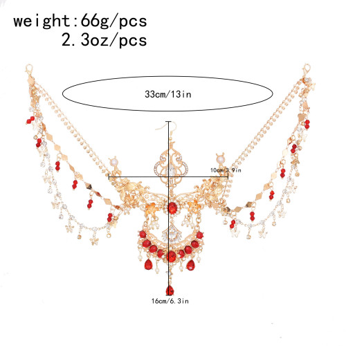 F-1253 Ethnic Women Hair Jewelry Acrylic Pendant Long Tassel Headband