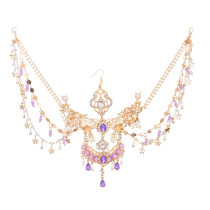 F-1253 Ethnic Women Hair Jewelry Acrylic Pendant Long Tassel Headband