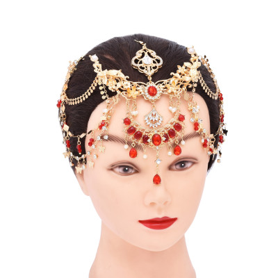 F-1253 Ethnic Women Hair Jewelry Acrylic Pendant Long Tassel Headband