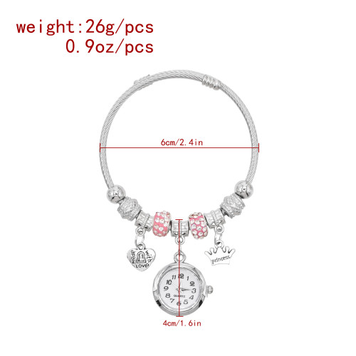 B-1387 Fashion Cute Love Watch Pendant Bracelet for Women Girls