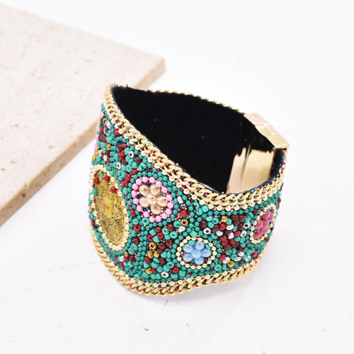 B-1388 Ethnic Green Full Cover Rice Beads Women Bracelet Jewelry Accessories