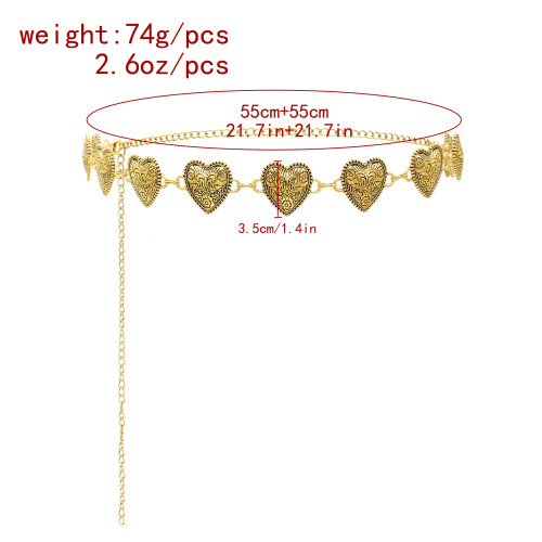 N-8472 2 Styles Vintage Gold Heart Shaped Metal Waist Chains Body Jewelry