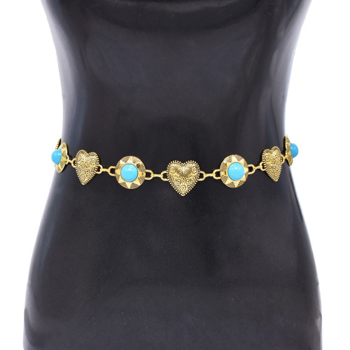 N-8472 2 Styles Vintage Gold Heart Shaped Metal Waist Chains Body Jewelry