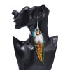 E-6329 Feather Dangle Earrings For Women Girls Bohemian Ethnic Vintage Long Fringe Earrings