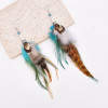 E-6329 Feather Dangle Earrings For Women Girls Bohemian Ethnic Vintage Long Fringe Earrings