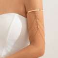 B-1391 Long Tassel Women Arm Bracelet Rhinestones Alloy Open Statement Bracelets