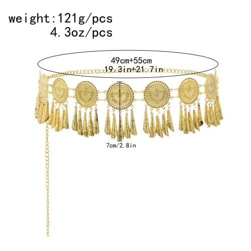 N-8473 Women's body jewelry retro coin conical tassel ethnic Bohemian waist chain