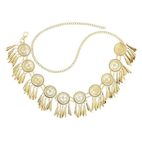 N-8473 Women's body jewelry retro coin conical tassel ethnic Bohemian waist chain