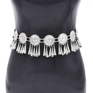N-8473 Women's body jewelry retro coin conical tassel ethnic Bohemian waist chain