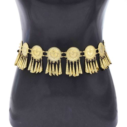 N-8473 Women's body jewelry retro coin conical tassel ethnic Bohemian waist chain