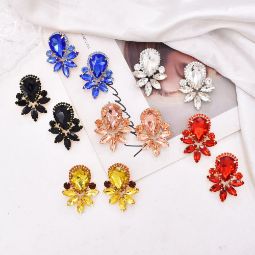 E-6784 Luxurious Full Diamond Crystal Glass Earrings, Goddess Banquet, President's Earrings, Jewelry