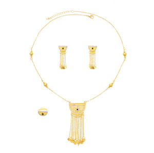 N-8481 Women Jewelry Sets Alloy Tassel Drop Earrings + Chains Necklace 2 PC Sets