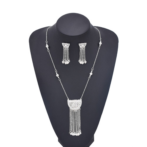 N-8481 Women Jewelry Sets Alloy Tassel Drop Earrings + Chains Necklace 2 PC Sets