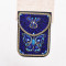 N-8482 Blue Rice Bead Butterfly Pattern Leather Bag