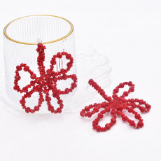 E-6785 Acrylic handmade bead pearl earrings woven with simple crystal five leaf flower earrings for women