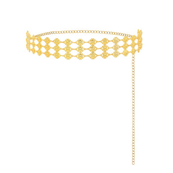 N-8483 Golden Silvery 3-Layer Sun Carved Pattern Metal Waist Belly Chains