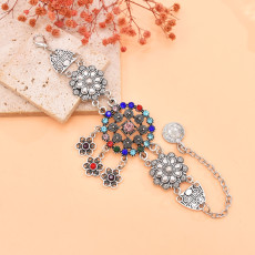 B-1393 Ethnic Colorful Crystal Women Bracelets Tassel Bangle Jewelry Accessories