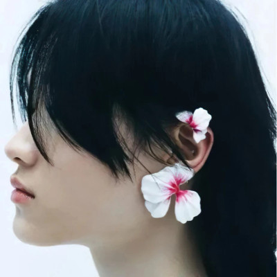 E-6781 Women Clip Earrings Alloy Flower Dripping Glaze Statement Elegant Party Ear Cuff