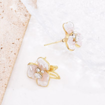 E-6789 Pink crystal flower new Chinese style earrings for women, light luxury and high-end earrings