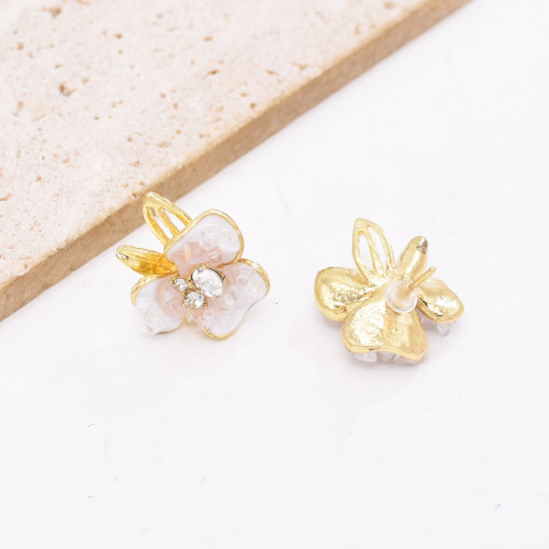 E-6789 Pink crystal flower new Chinese style earrings for women, light luxury and high-end earrings