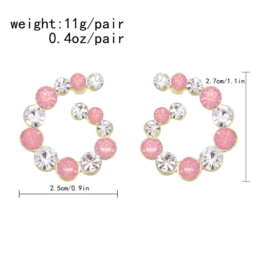 E-6788 Rhinestone Women Stud Earrings Circle Elegant Wedding Statement Charms Earrings