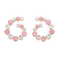 E-6788 Rhinestone Women Stud Earrings Circle Elegant Wedding Statement Charms Earrings