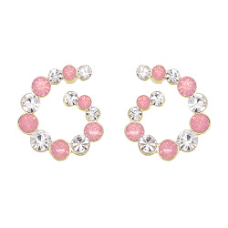 E-6788 Rhinestone Women Stud Earrings Circle Elegant Wedding Statement Charms Earrings