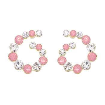 E-6788 Rhinestone Women Stud Earrings Circle Elegant Wedding Statement Charms Earrings