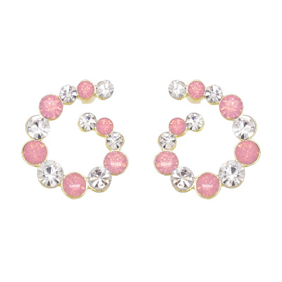 E-6788 Rhinestone Women Stud Earrings Circle Elegant Wedding Statement Charms Earrings
