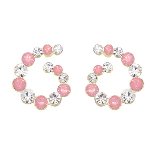 E-6788 Rhinestone Women Stud Earrings Circle Elegant Wedding Statement Charms Earrings