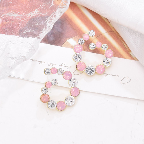 E-6788 Rhinestone Women Stud Earrings Circle Elegant Wedding Statement Charms Earrings