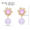 E-6787 Purple Crystal Flower Spherical Pendant Earrings for Women