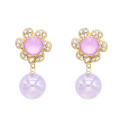 E-6787 Purple Crystal Flower Spherical Pendant Earrings for Women