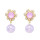 E-6787 Purple Crystal Flower Spherical Pendant Earrings for Women