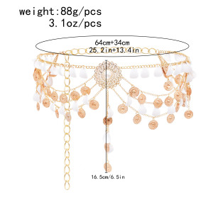 N-8486 New European and American sexy body accessories body chain coin flower water droplet multi-layer tassel waist chain for women