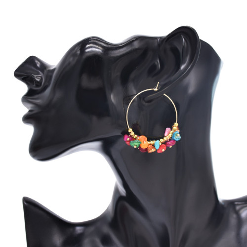 E-6790 Circle Women Earrings Acrylic Pendant Bohemian Ethnic Statement Drop Earrings