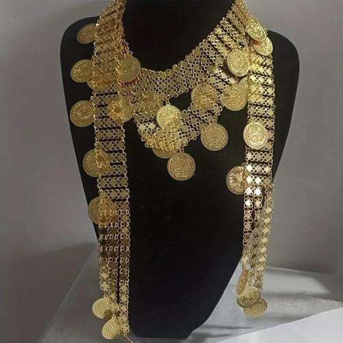 N-8439 Women's body jewelry gold Arab ethnic long shoulder chain