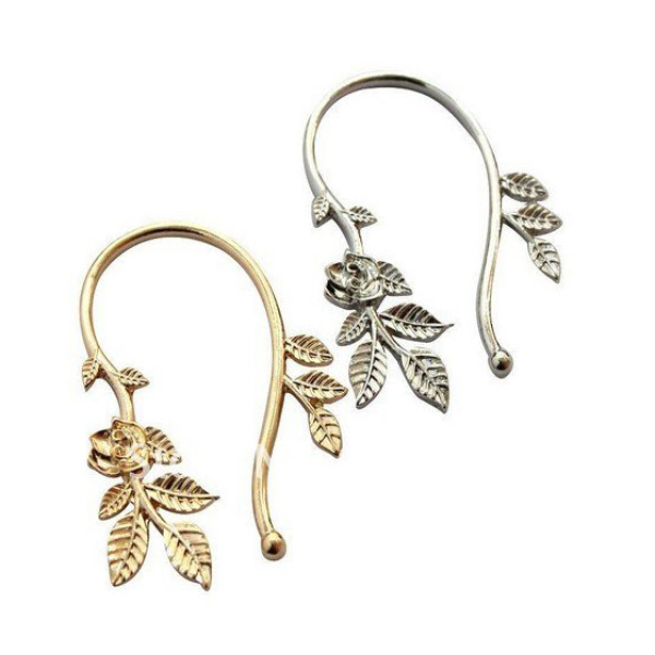 2pieces 2 colors punk rock flower leaf ear cuff E-0578