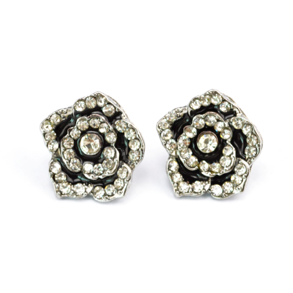 E-0691 New Korean Style Fashion Delicate Rhinestone Flower Alloy Stud Earrings