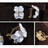 E-2111 New Korean  Style Pure Delicate Rhinestone Gardenia  Alloy Enamel Stud Earrings