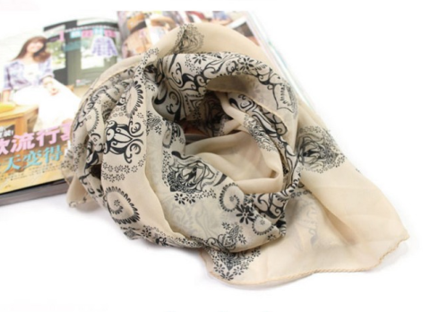 New blue and white porcelain vintage style  flower 4colors chiffon long scarf C-0044