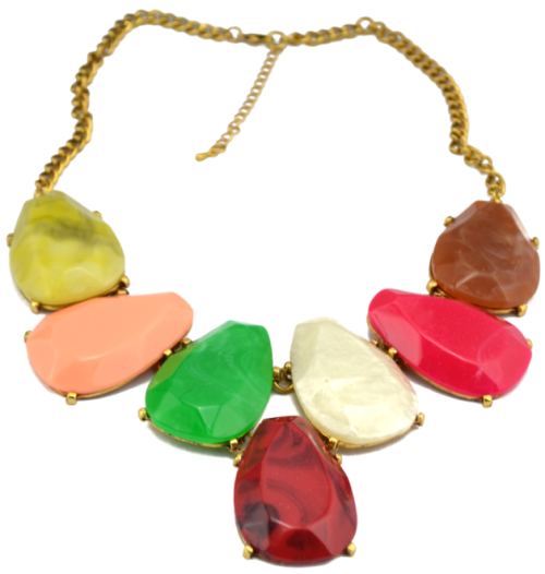 New European style gold plated  Alloy colorful resin geometry necklace earrings set N-3066