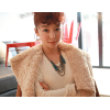 N-3767 fashion vintage green gem bronze multilayer chain collar necklace for women
