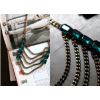 N-3767 fashion vintage green gem bronze multilayer chain collar necklace for women