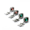 E-3244  European Style Vintage Silver plated Red Crystal Angle wing Dangle Earrings