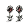 E-3244  European Style Vintage Silver plated Red Crystal Angle wing Dangle Earrings