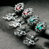 E-3244  European Style Vintage Silver plated Red Crystal Angle wing Dangle Earrings