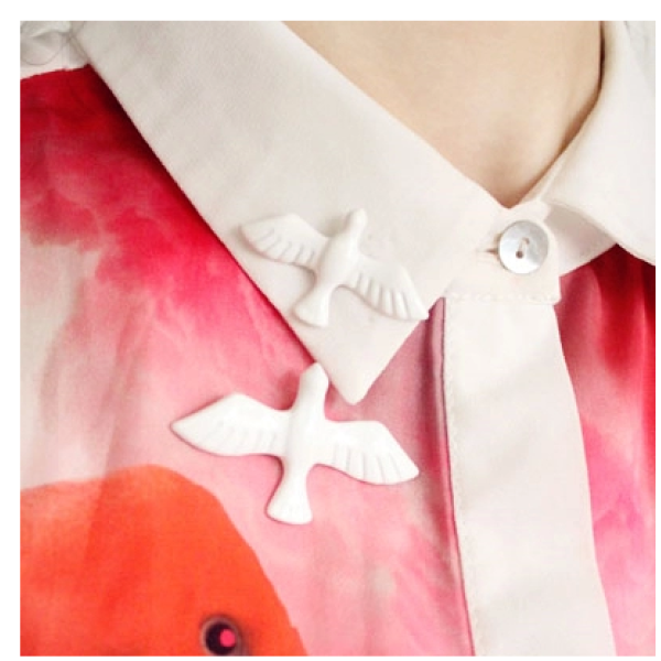 P-0136  New arrival exaggerated cute white paint peace dove metal pigeon brooch bird Collar Pin Brooch
