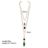 N-5716 New European Fashion Popular Multilayer Gold Plated Nature Stone Pendant  Long Chain Necklace